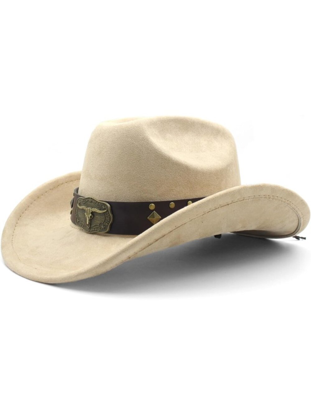 Unisex Camel Tan Suede For Shapeable Wide Brim Buckle Cowgirl Cowboy Western Hat